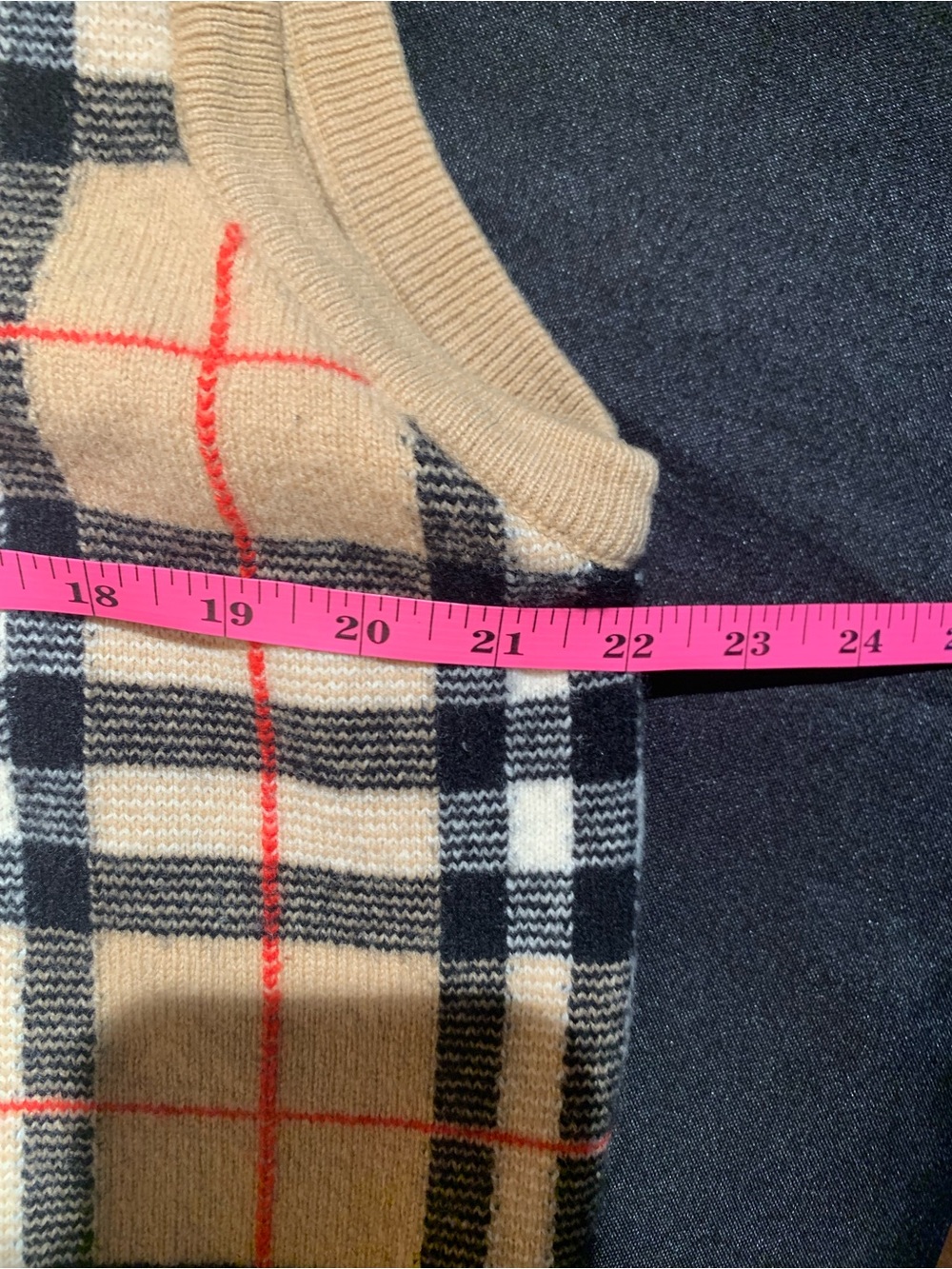 Burberry Tan Nova Check v neck Sweater - Picture 4 of 6